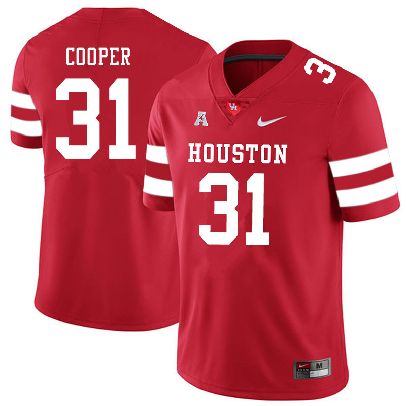 Men #31 Jordan Cooper Houston Cougars College Football Jerseys Sale-Red - Click Image to Close